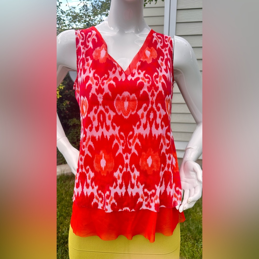INC International Concepts Red Patterned Top